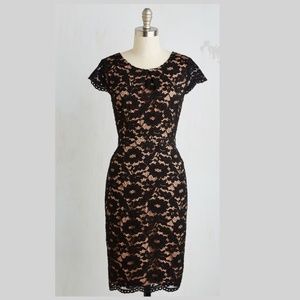 Black lace cocktail pencil dress